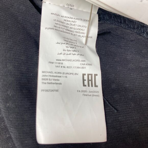 Michael Michael Kors Black Gold Studded Dress XS Drop Waist Flounces 3/4 Sleeves - Picture 13 of 13